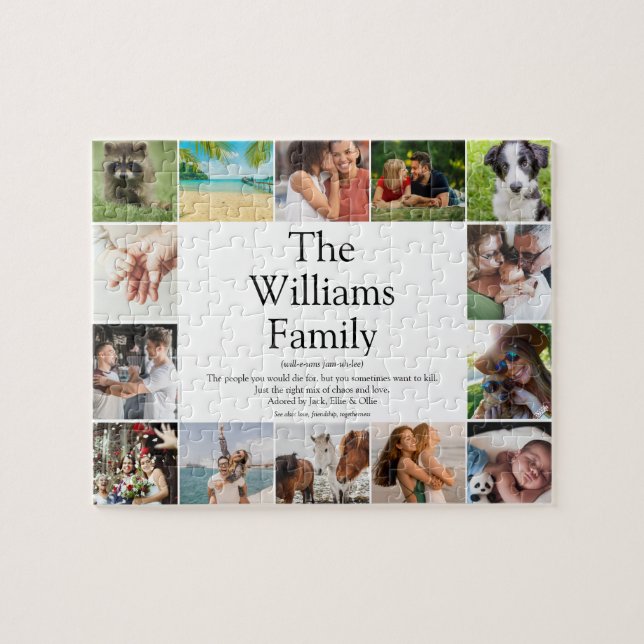 Family Name Photo Collage Fun Definition Jigsaw Puzzle (Horizontal)
