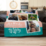 Family Name Photo Collage | Teal & Pink  Fleece Blanket<br><div class="desc">She gave birth to you, she fed you, she picked you up from awful middle school dances; make sure to show her how thankful you are! It's always snuggle time for mom when she can cozy up with her favorite photos. Photo memory blankets are not only perfect for your mom,...</div>