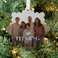 Family Name Photo Ornament Holiday Card