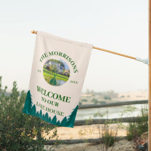 Family Name Photo Welcome Lake House Flag