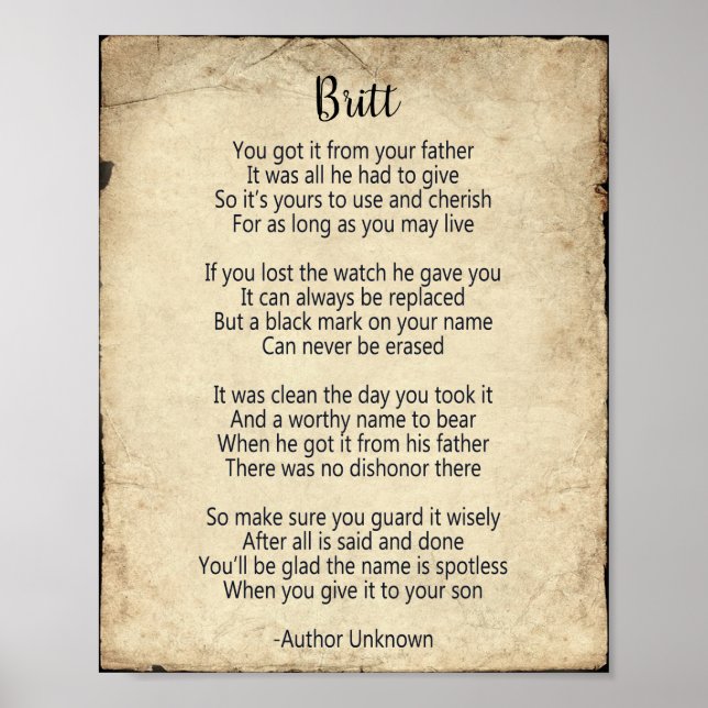 Family Name Poem Poster (Front)
