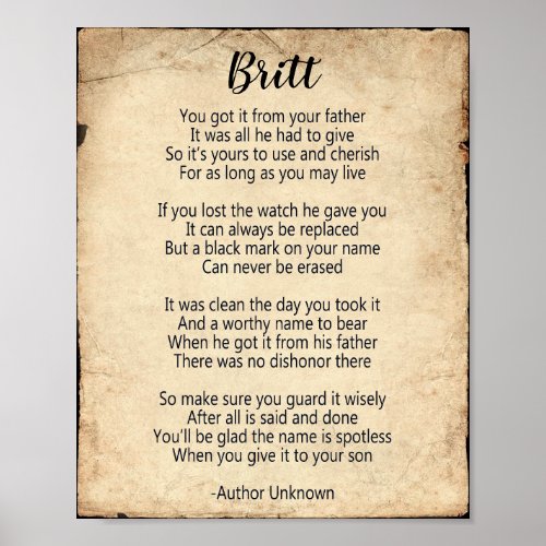 Family Name Poem Poster