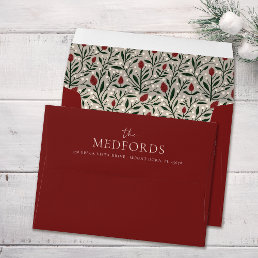 Family Name Pre-Addressed Christmas Floral Pattern Envelope