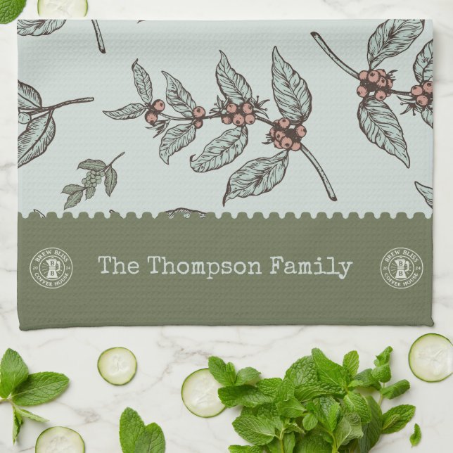 Family name professional graphic artwork retro kitchen towel (Folded)