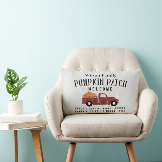 Family Name Pumpkin Patch  Lumbar Pillow (Chair)