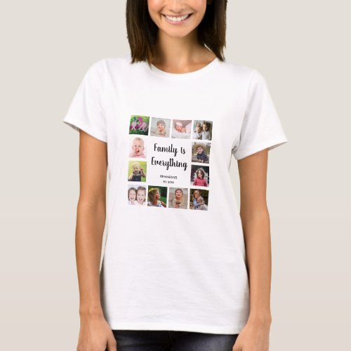 Family Name Quote 12 Photo Collage T_Shirt