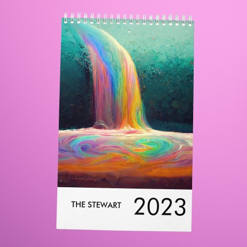 Family Name Rainbow Minimalist 2023 Pastel Chic Calendar