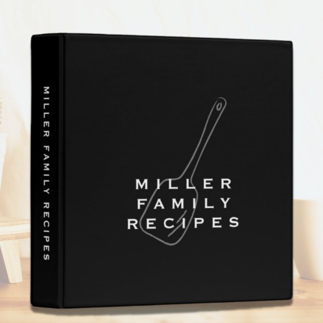Family Name + Recipes | Black & White 3 Ring Binder (Creator Uploaded)