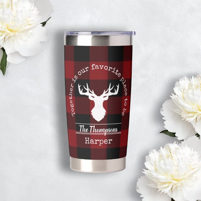 Family Name Red and Black Buffalo Plaid Insulated Tumbler (Creator Uploaded)