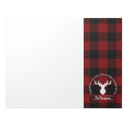 Family Name Red and Black Buffalo Plaid Notepad