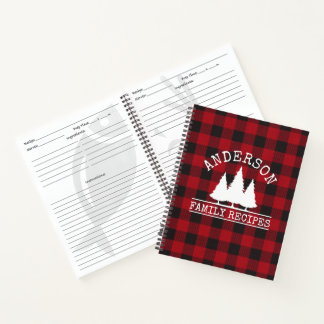 Family Name Red Buffalo Plaid Recipe Notebook