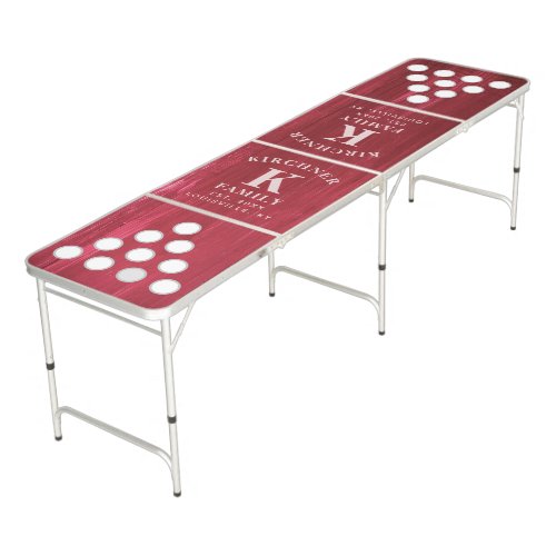 Family Name Red Wood Year Established Monogram Beer Pong Table