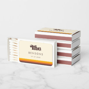 Family Name Retro 60s vintage colors wedding Matchboxes