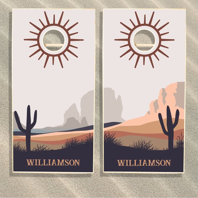 Family Name | Retro Desert Custom Cornhole Set (Creator Uploaded)