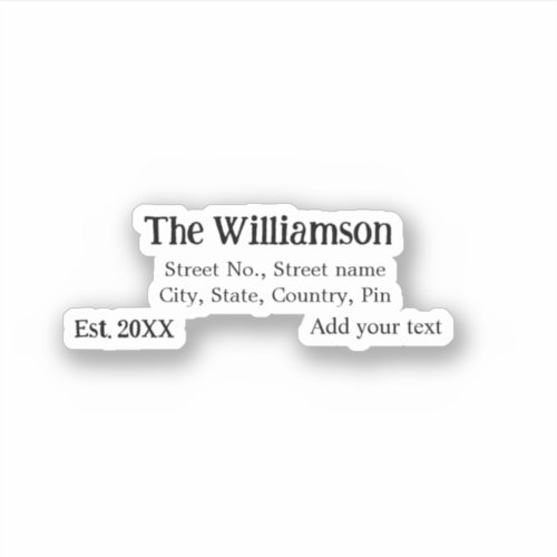 family name return address add name date year sticker