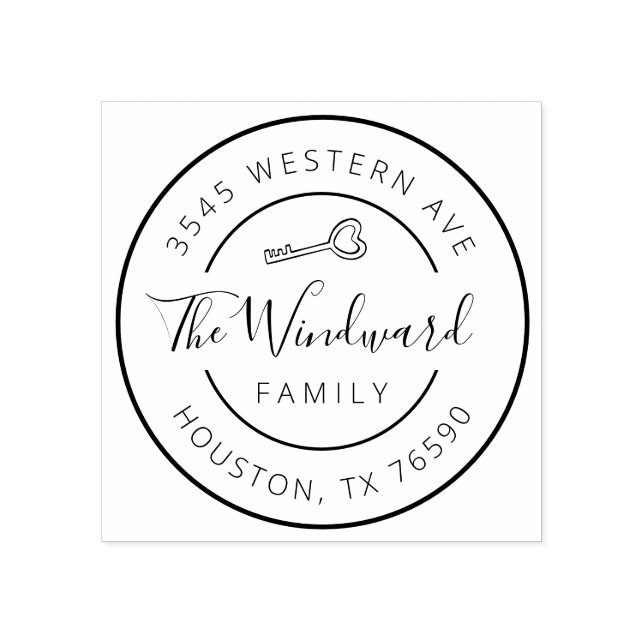 Family Name Return Address round, First Home Rubber Stamp (Imprint)