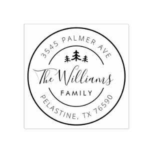 Family Name Return Address round logo  Rubber Stamp
