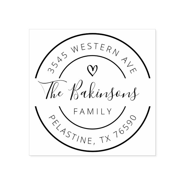 Family Name Return Address round logo Rubber Stamp (Imprint)