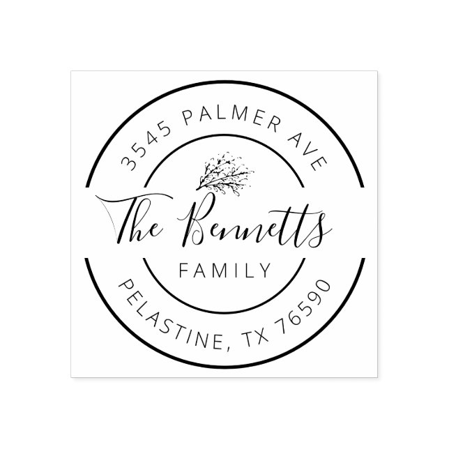 Family Name Return Address round logo Self-inking Rubber Stamp (Imprint)
