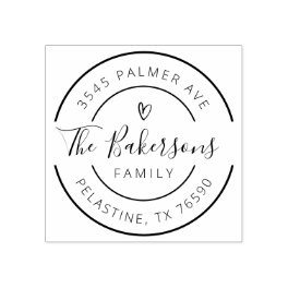 Family Name Return Address round logo Self-inking Rubber Stamp
