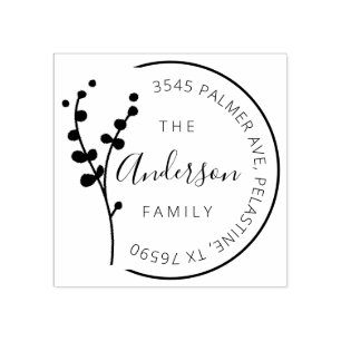 Family Name Return Address round logo Self-inking Rubber Stamp