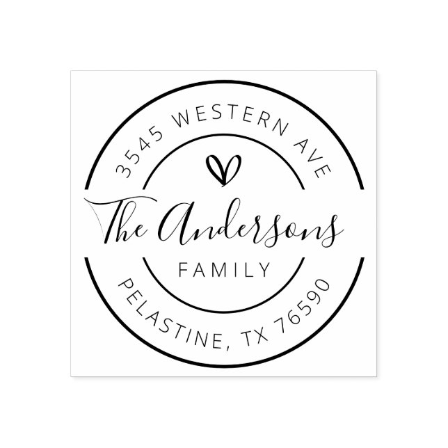 Family Name Return Address round logo Self-inking  Rubber Stamp (Imprint)