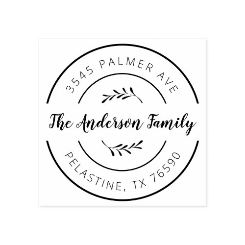 Family Name Return Address round logo Self_inking Rubber Stamp