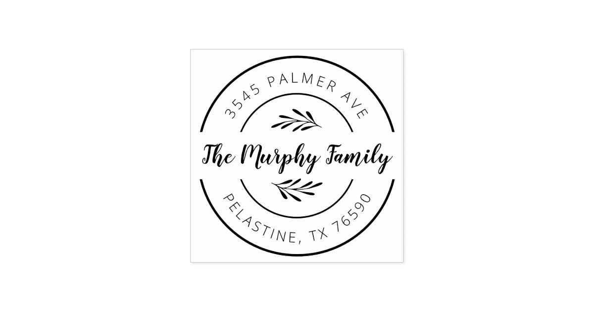Family Name Return Address round logo Self-inking Rubber Stamp | Zazzle
