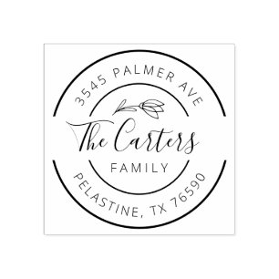 Family Name Return Address round logo Self-inking Rubber Stamp