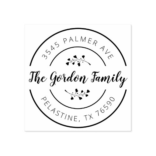 Family Name Return Address round logo Self_inking Rubber Stamp