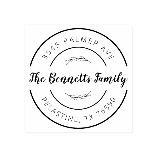 Family Name Return Address round logo Self_inking Rubber Stamp