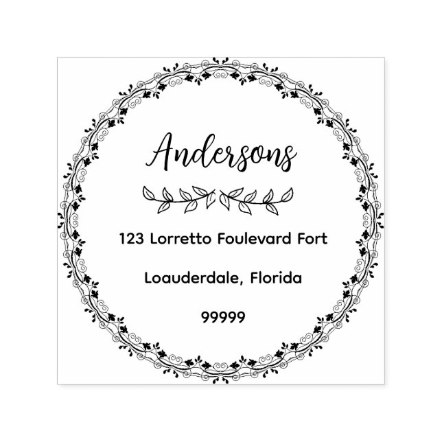 Family Name Return Address Rubber Stamp (Design)