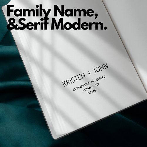 Family Name Return Address Sans Serif Modern Rubber Stamp