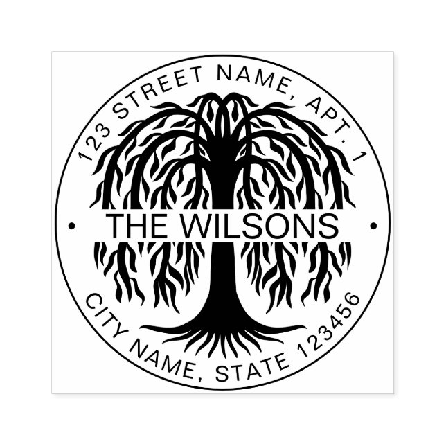 Family Name & Return Address Willow Tree  Rubber Stamp (Imprint)