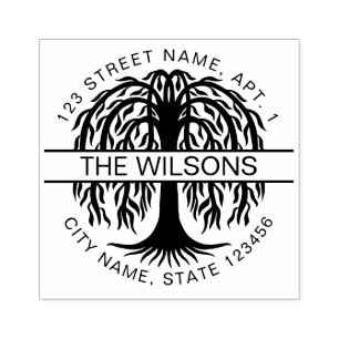 Family Name & Return Address Willow Tree Rubber Stamp