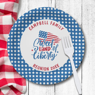Family Name Reunion 4th of July Stars Patriotic Paper Plates