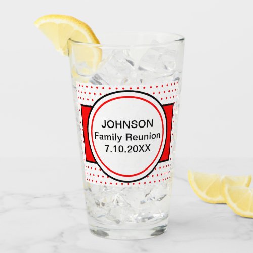 Family Name Reunion Red Polka Dots Glass