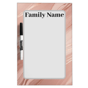 Family Name Rose Gold Marble Organizer Dry Erase Board
