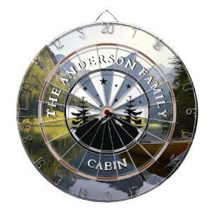Family Name Rustic Cabin Photography Dart Board