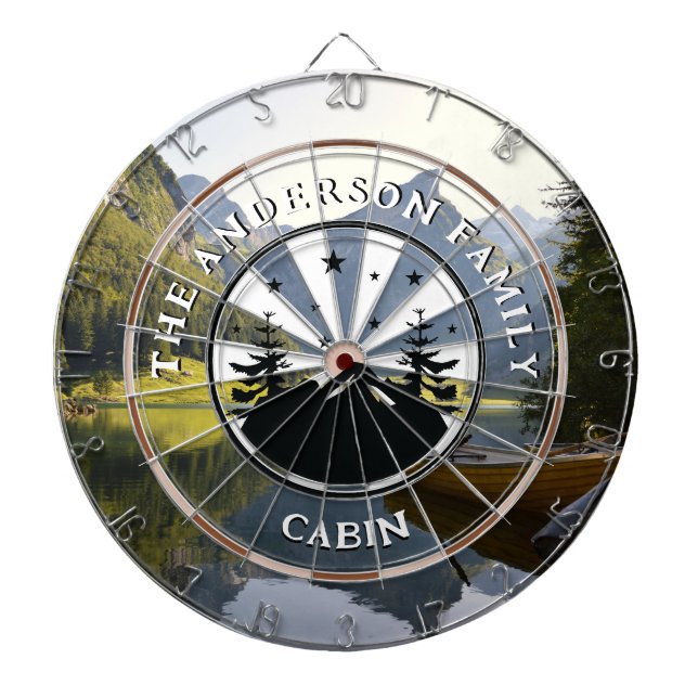 Family Name Rustic Cabin Photography Dart Board (Front)