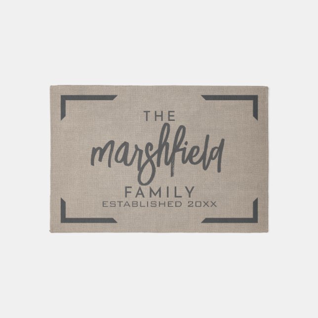 Family Name - rustic - kitchen or indoor WELCOME Rug (Front)