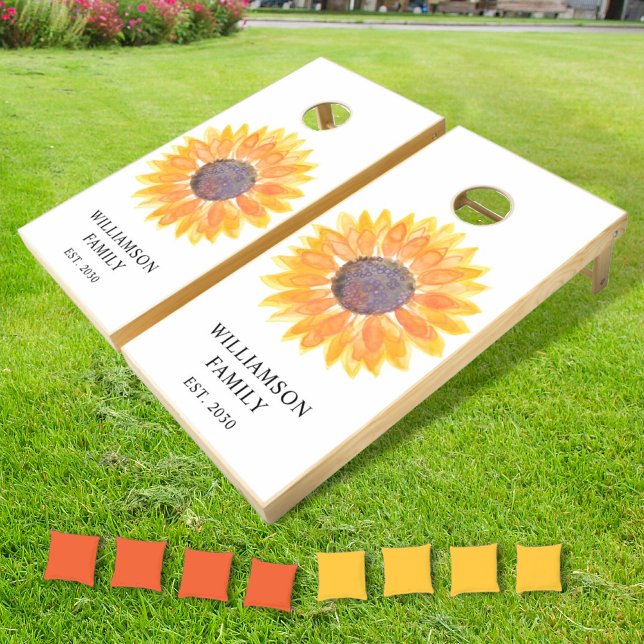 Family Name Rustic Sunflower  Cornhole Set (Creator Uploaded)