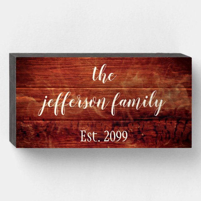 Family Name Rustic Wood Box Sign (Front Horizontal)
