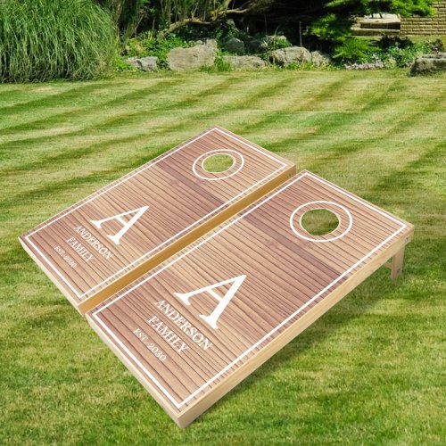 Family Name Rustic Wood Cornhole Set