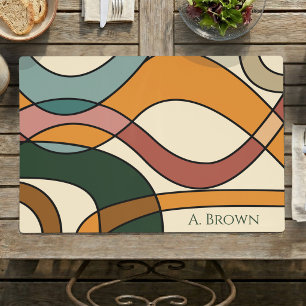 Family Name Sage Green Boho Mid-Century Custom Placemat