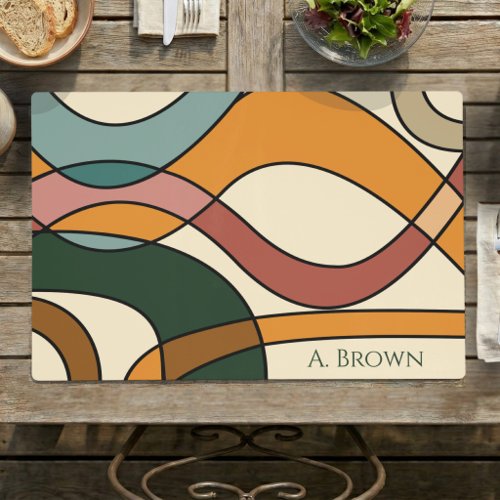 Family Name Sage Green Boho Mid-Century Custom Placemat