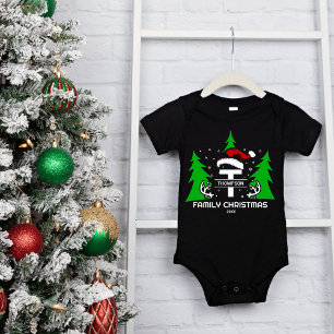 Family Name Santa Hat Year Christmas Baby Bodysuit