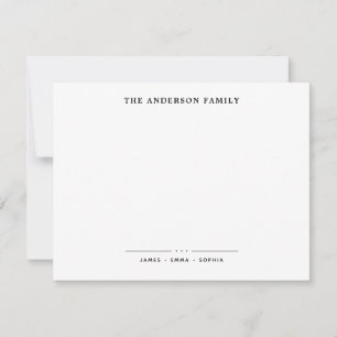 Family Name Script Black Typography Font Note Card