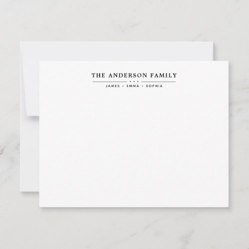 Family Name Script Black Typography Font Note Card