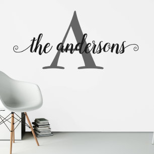 Family Name Script Calligraphy Monogram  Wall Decal
